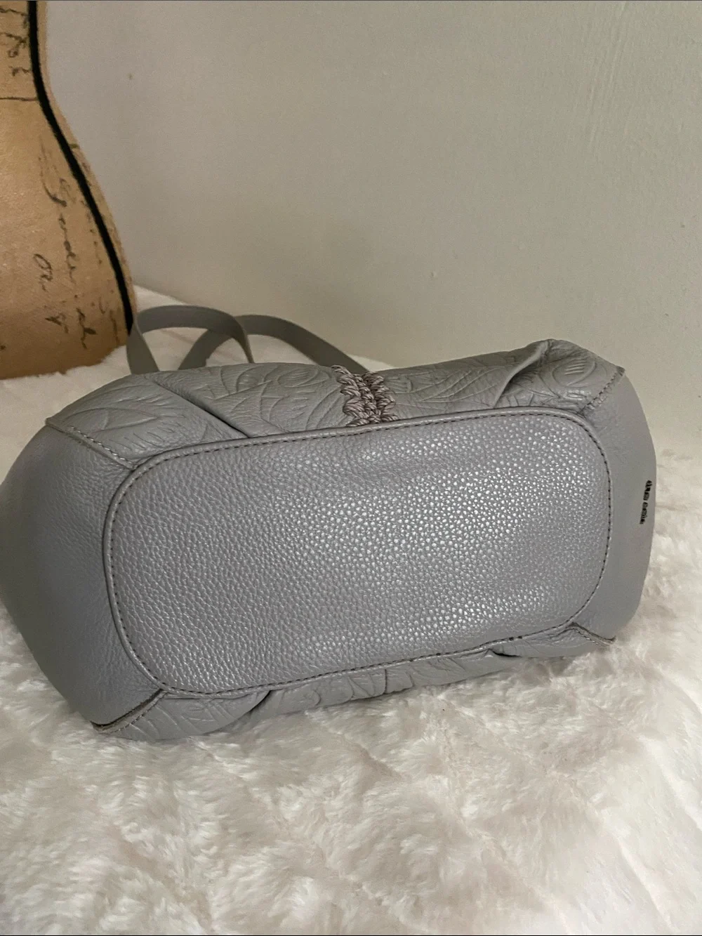 The Sak Leaf Embossed Bolinas Leather Satchel Handbag in Slate
